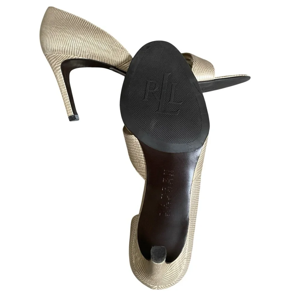 Ralph Lauren Pumps 7.5 EU 38 Gold Open Toe Princess Glam Fairy Wedding Prom